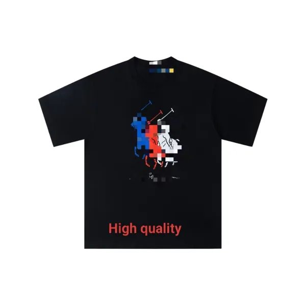 Design Pixelated Polo Player T-Shirt Black - 5
