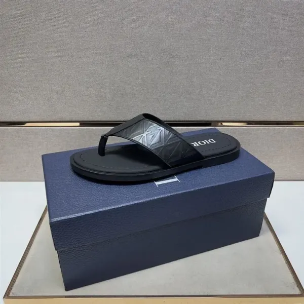 Dior Oblique Logo Slide Sandals Black Slippers - 17