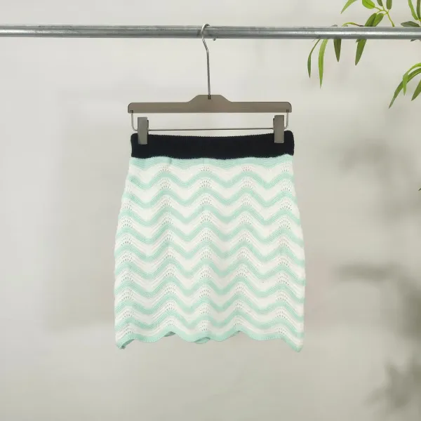 Design Chevron Knit Polo Set Mint Green and White - 5