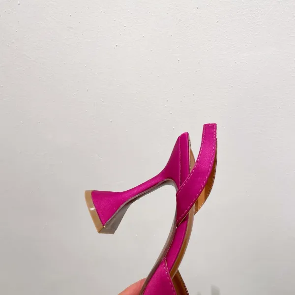 Design Slingback Pointed-Toe Heels with Crystal Sunburst Ornament Magenta - 20