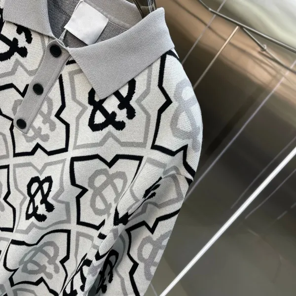 Balenciaga Monogram Knit Polo White / Black / Gray Polo Shirt - 6