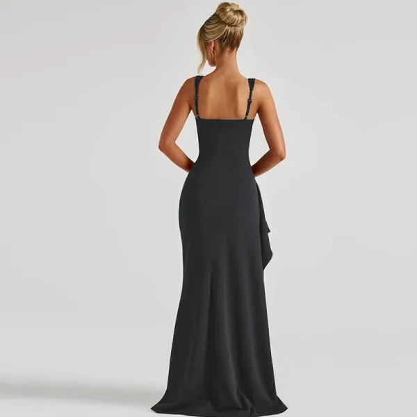Design White Ruched High-Slit Maxi Dress - 50