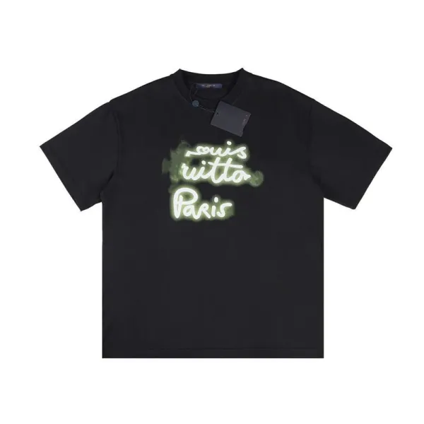 Louis Vuitton Neon Script Paris Black T-Shirt - 1
