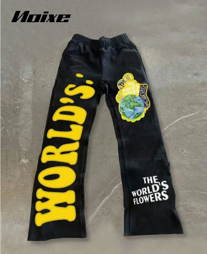 Design Saint Tears Sweatpants Brown with Patchwork and Side Lettering Sweatpants - 5
