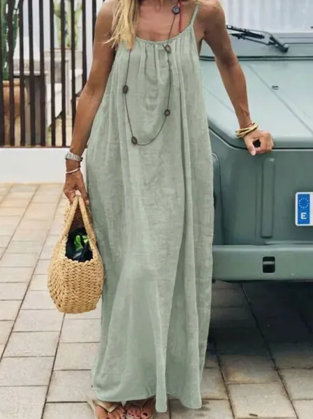 Design Backless Tie-Waist Mint Green Maxi Dress - 32