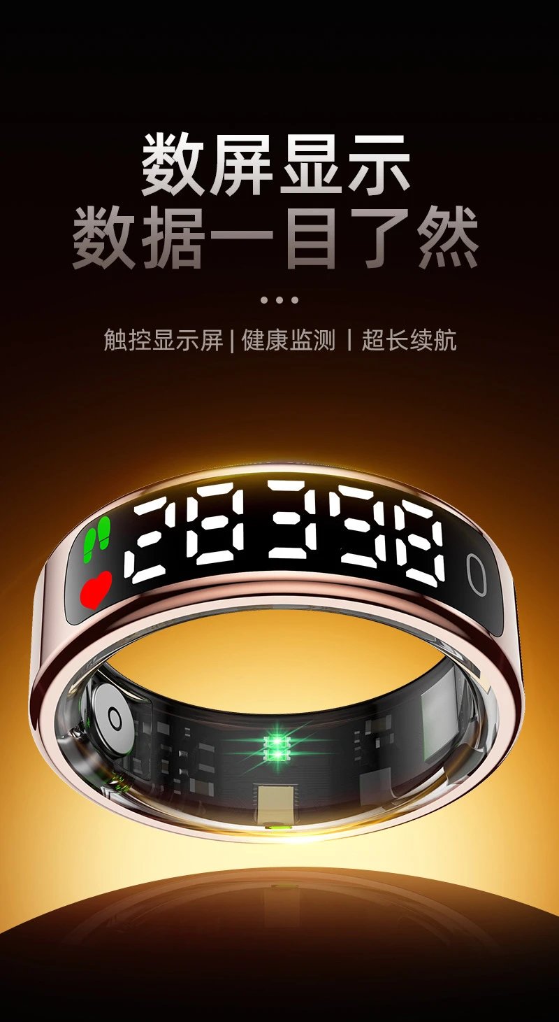 Design Smart Ring Rose Gold Digital Display Fitness Tracker Smartwatches - 2
