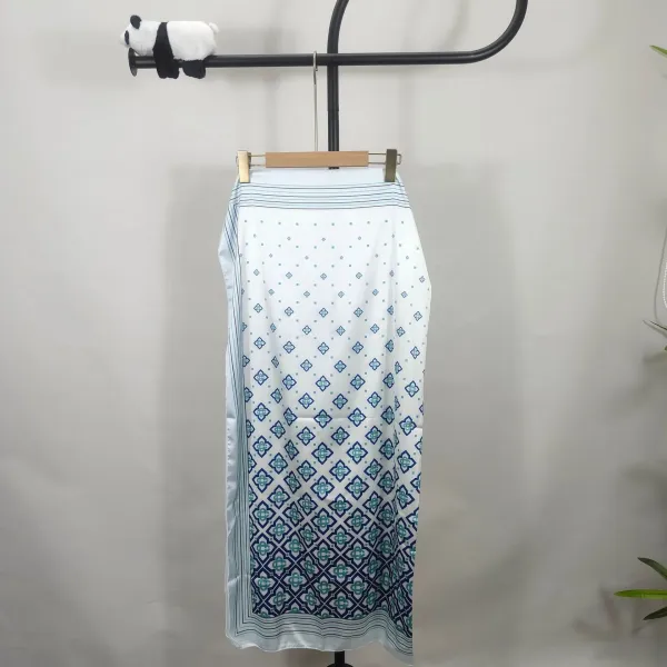 Design Geometric Pattern Blue-Teal White Swimsuit Set Swimwear - 5