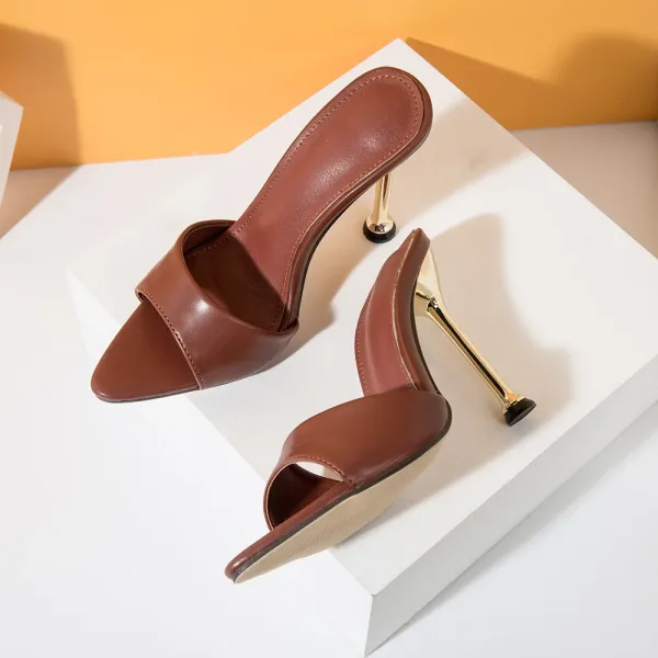 Design Metallic Blue Open-Toe Mule Heels - 4