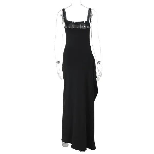 Design White Ruched High-Slit Maxi Dress - 69