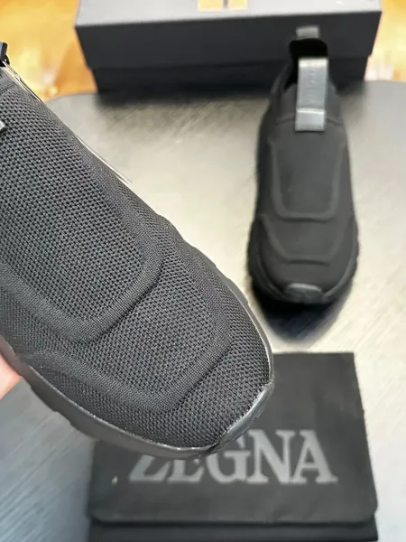 Zegna Oasi Knit Slip-On Olive Green Sneakers - 21