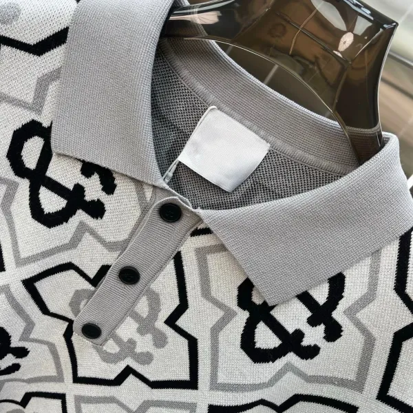 Balenciaga Monogram Knit Polo White / Black / Gray Polo Shirt - 7