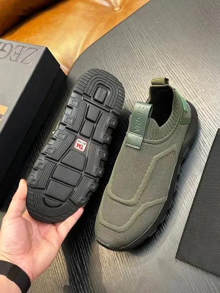 Zegna Oasi Knit Slip-On Olive Green Sneakers - 22