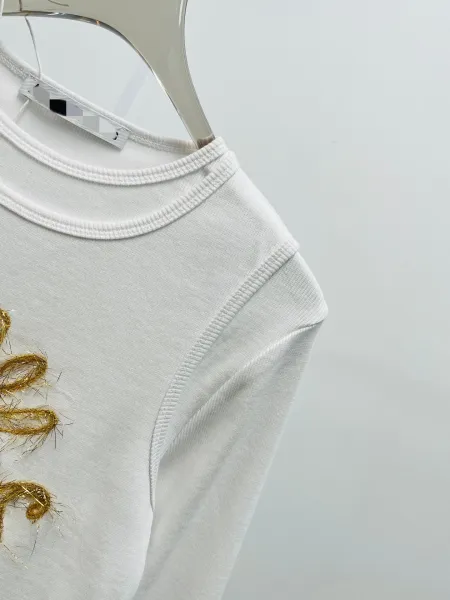 Acne Studios Gold Thread Embroidered White Long-Sleeve Top - 12