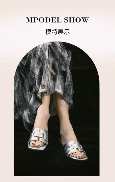 Design H-Strap Mule White Sandals Slippers - 10