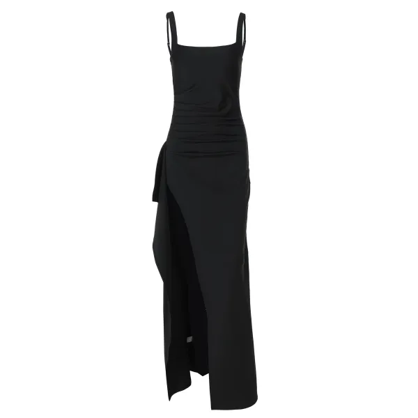 Design White Ruched High-Slit Maxi Dress - 77