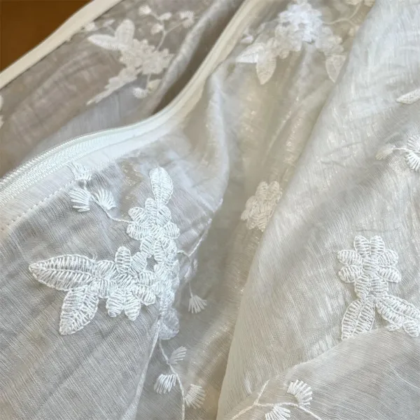 Design Lace-Embroidered Hooded Zip-Up Blouse White Tops Shirt - 12