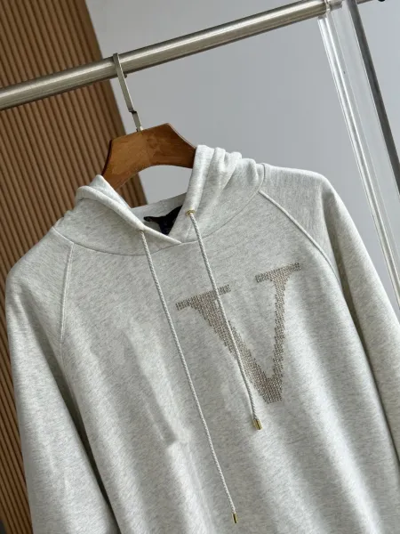 Valentino V Logo Crystal-Embellished Gray Hoodie - 8