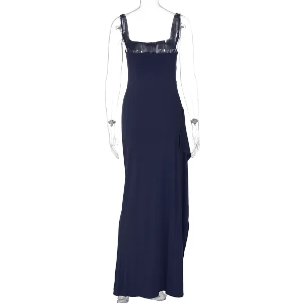 Design White Ruched High-Slit Maxi Dress - 90