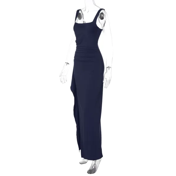 Design White Ruched High-Slit Maxi Dress - 92