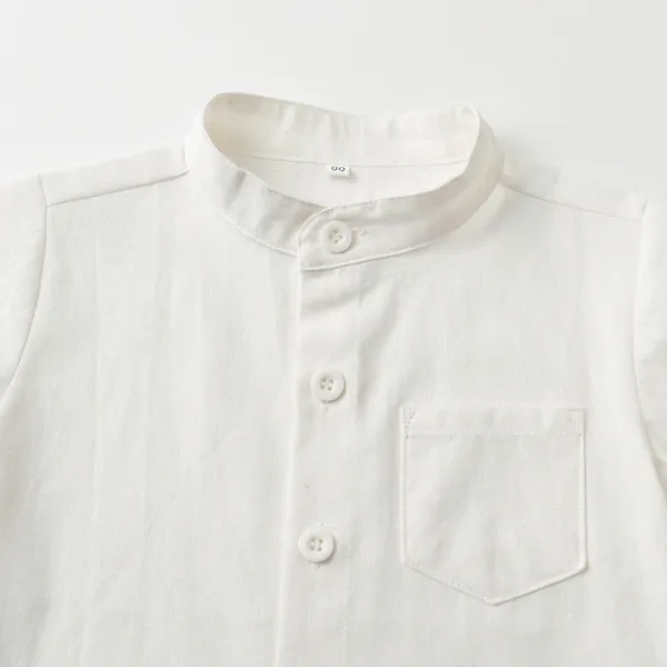Design Mandarin Collar Short-Sleeve Shirt and Shorts Set Navy - 10