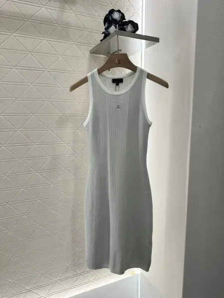 Design Ribbed Knit Sleeveless Dress Pink - 4