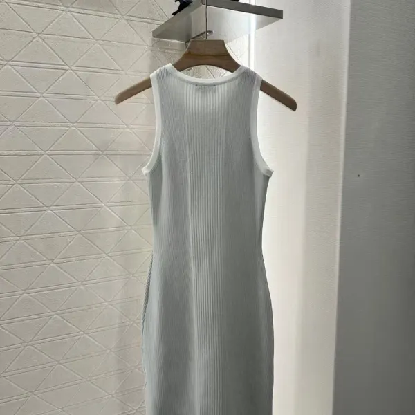 Design Ribbed Knit Sleeveless Dress Pink - 10
