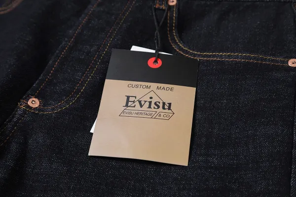 Evisu Fuji Logo Raw Denim Jeans Black - 8