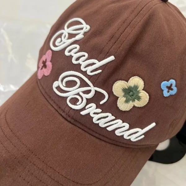 Good Brand Embroidered Floral Baseball Cap Brown - 18