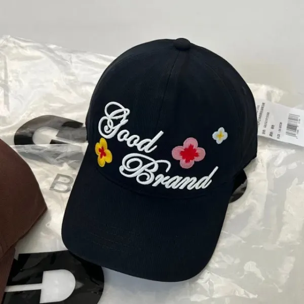 Good Brand Embroidered Floral Baseball Cap Brown - 20