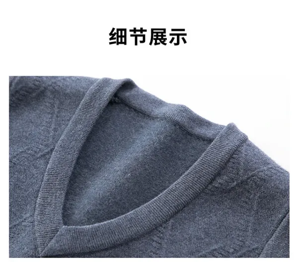 Design V-Neck Knit Vest Navy Blue Vest Top - 19