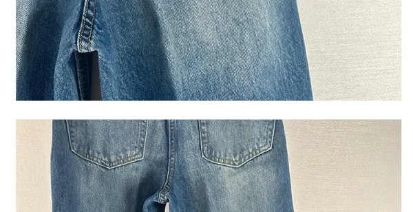 Design Wide-Leg Patchwork Denim Jeans Blue - 28