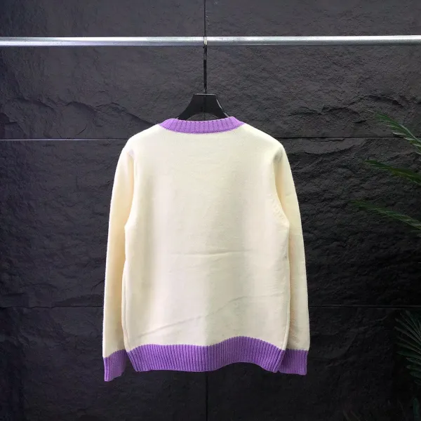 BLANCA Casa Graphic Knit Sweater Beige Purple - 4