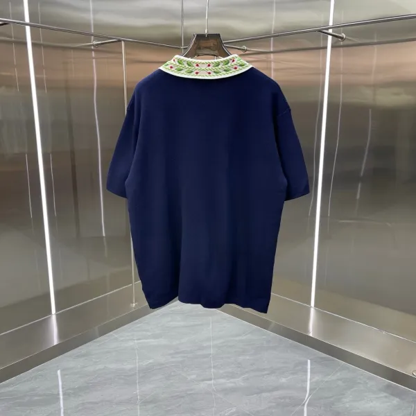 Design Embroidered Collar Polo Navy Polo Shirt - 9