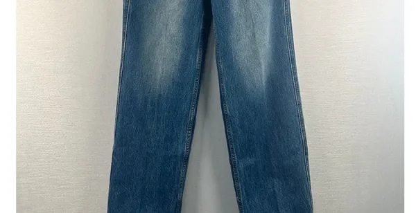 Design Wide-Leg Patchwork Denim Jeans Blue - 8