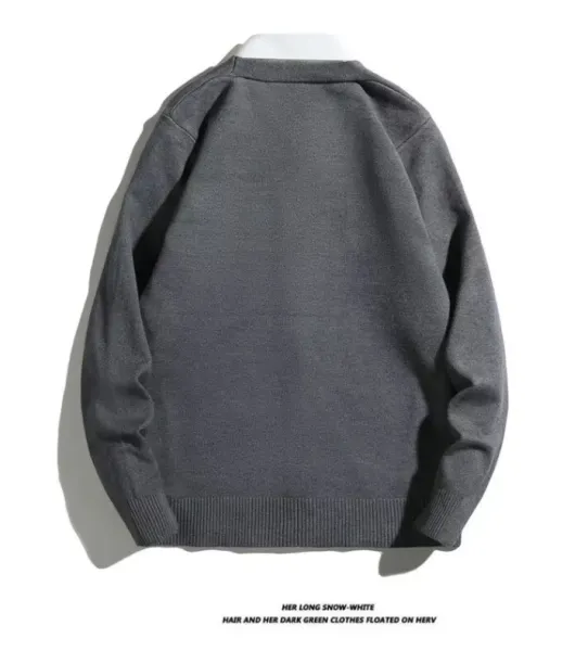 Design V-Neck Button-Up Cardigan Gray Sweater Outerwear.cardigan - 11