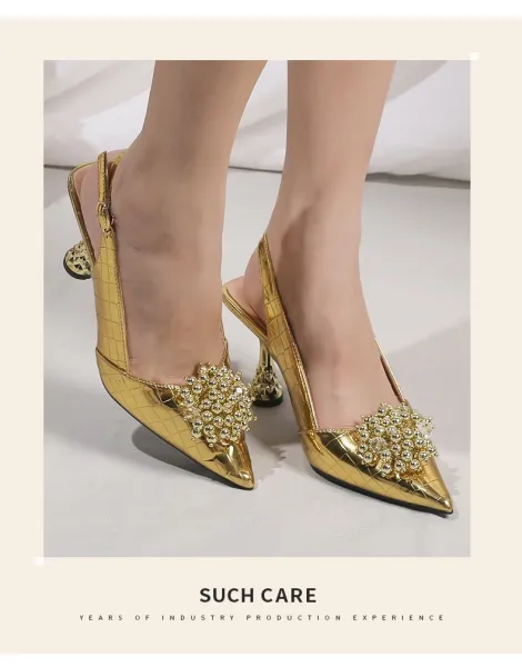 Design Crystal-Embellished White Slingback Pointed-Toe Heel - 11