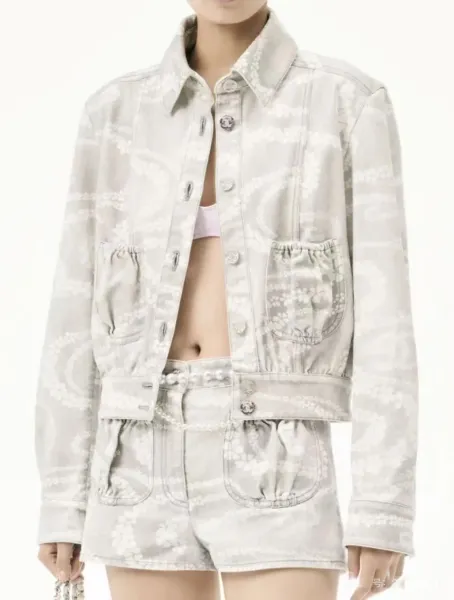 Chanel Printed Denim Shorts in Beige, Blue, and Pink - 11
