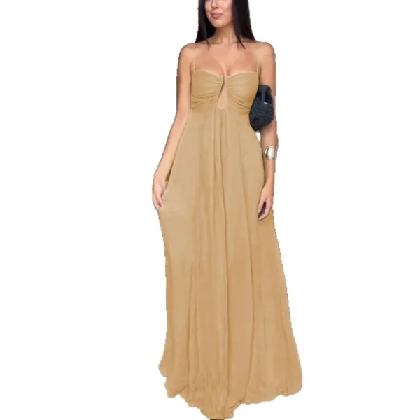 Design Olive Green Ruched Keyhole Maxi Dress - 7