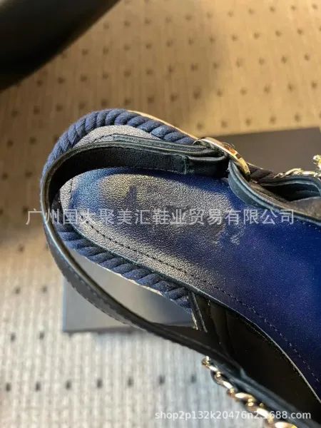 Chanel Mary Jane Espadrilles Navy and White Print Canvas Shoes Casual Shoes - 22