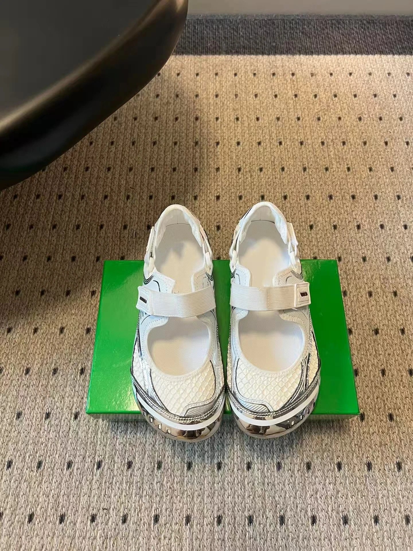 Balenciaga Triple S Mary Jane White Silver Snake-Print Sneakers Chunky Sneakers
