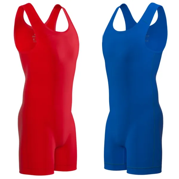 Design Wrestling Singlet Red and Blue Activewear - 1
