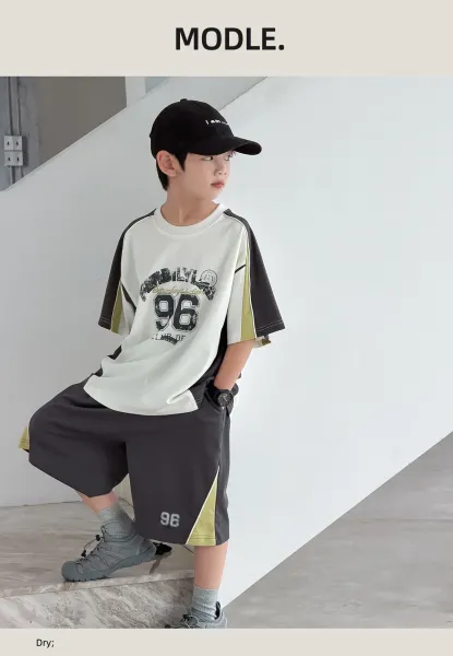 Design '96 Club' Graphic T-Shirt and Shorts Set White / Black / Yellow Casual Set - 8