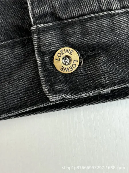 Loewe Denim Jacket Black with Anagram Logo Sleeve Print - 15