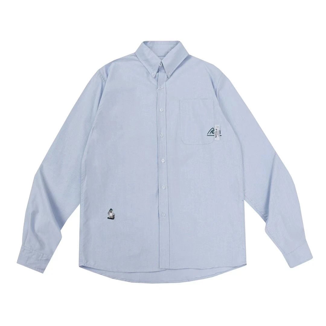 Design Oxford Shirt with Embroidered Logo in Light Blue Stripe, White, and Solid Light Blue - 6