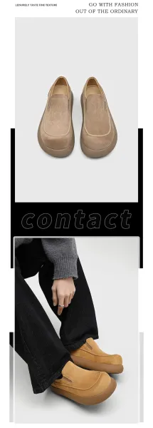 Design Suede Loafer Slip-On Beige Casual Shoes - 5