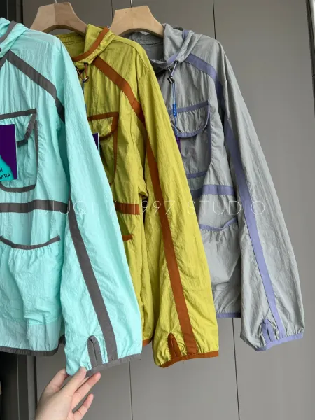 Design HWH GERA Windbreaker Jacket in Light Gray with Lavender Trim Outerwear.windbreaker - 4