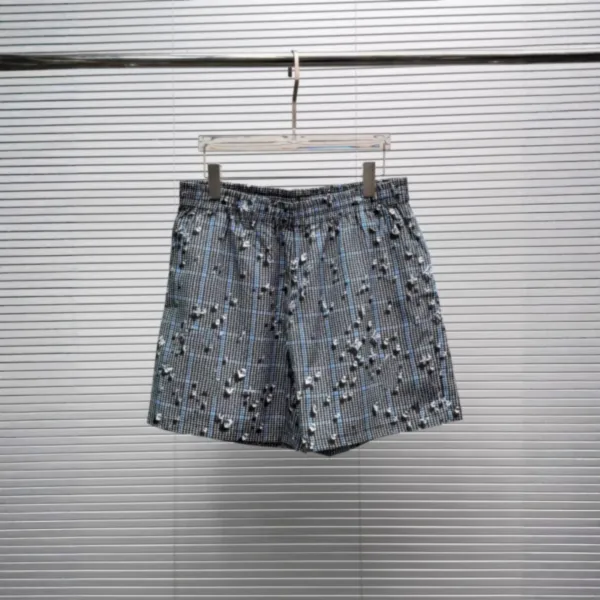 Design Plaid Embellished Shorts Blue Gray - 8
