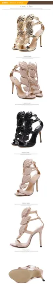 Design Gladiator Winged Heels Gold Sandals - 4