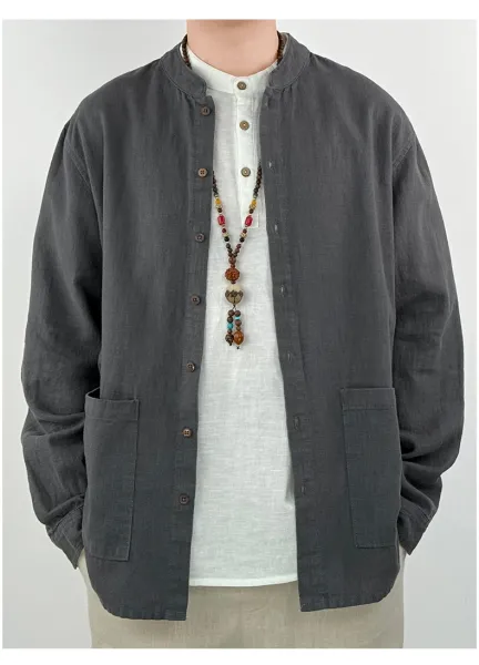 Design Mandarin Collar Jacket Brown Outerwear - 12