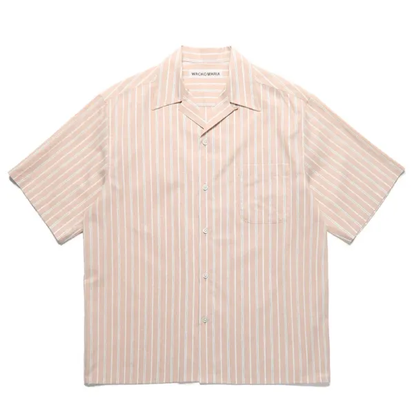 Design Wacko Maria Stripe Short-Sleeve Shirt Beige Tops Shirt - 1